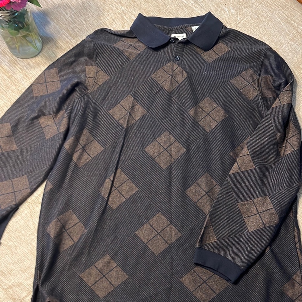 Haggar brown and black long sleeved shirt size XL